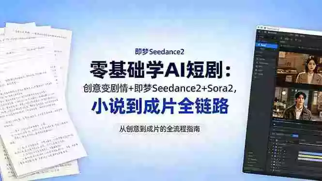 零基础学AI短剧:创意变剧情+即梦Seedance2+Sora2,小说到成片全链路