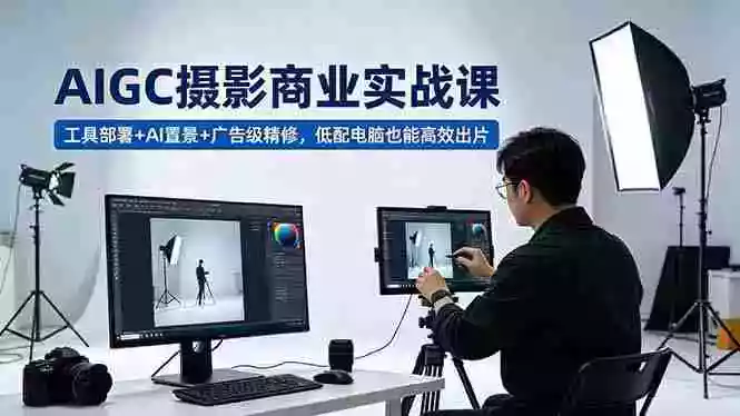 AIGC 摄影商业实战课,工具部署+AI置景+广告级精修,低配电脑也能高效出片