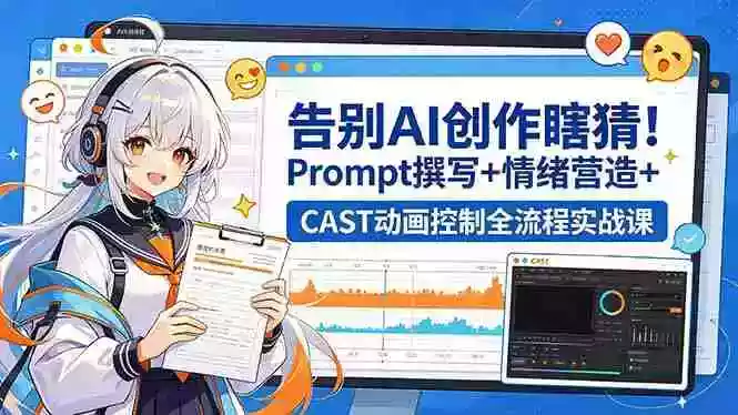 告别AI创作瞎猜!Prompt撰写+情绪营造+CAST动画控制全流程实战课