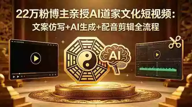 22万粉博主亲授AI道家文化短视频:文案仿写+AI生成+配音剪辑全流程