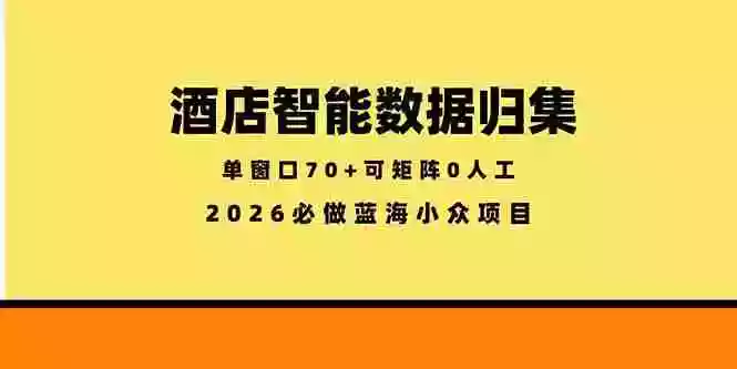 酒店智能数据归集,小众蓝海已经稳定半年之久,单窗口70+零成本矩阵开干