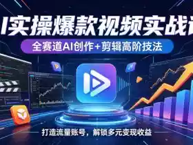 AI实操爆款视频实战课,全赛道AI创作+剪辑高阶技法,打造流量账号,解锁多元变现收益