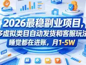 2026最稳副业项目,拼多多虚拟类目自动发货和客服玩法,睡觉都在进账,月1-5W【揭秘】
