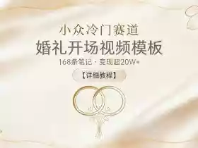 小众冷门赛道,婚礼开场视频模板,168条笔记,变现超20W+【详细教程】