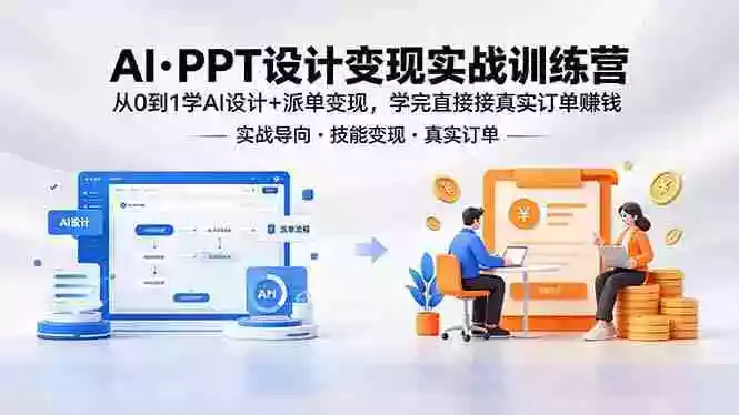 AI·PPT设计变现实战训练营，从0到1学AI设计+派单变现，学完直接接真实订单赚钱