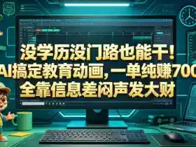 没学历没门路也能干！用AI搞定教育动画，一单纯賺700+，全靠信息差闷声发大财【揭秘】