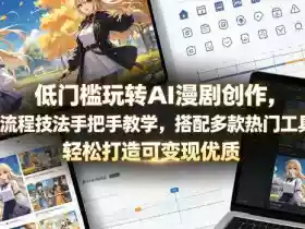 低门槛玩转AI漫剧创作,全流程技法手把手教学,搭配多款热门工具,轻松打造可变现优质作品