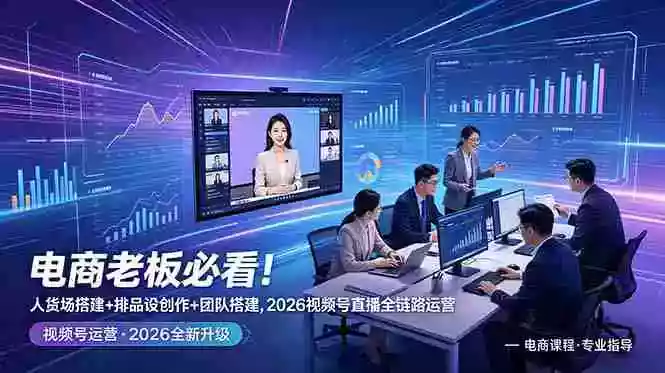 电商老板必看！人货场搭建+排品设计+素材创作+团队搭建，2026视频号直播全链路运营