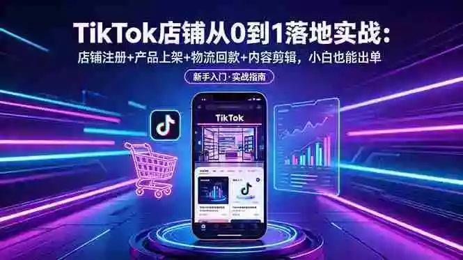 TikTok店铺从0到1落地实战：店铺注册+产品上架+物流回款+内容剪辑，小白也能出单