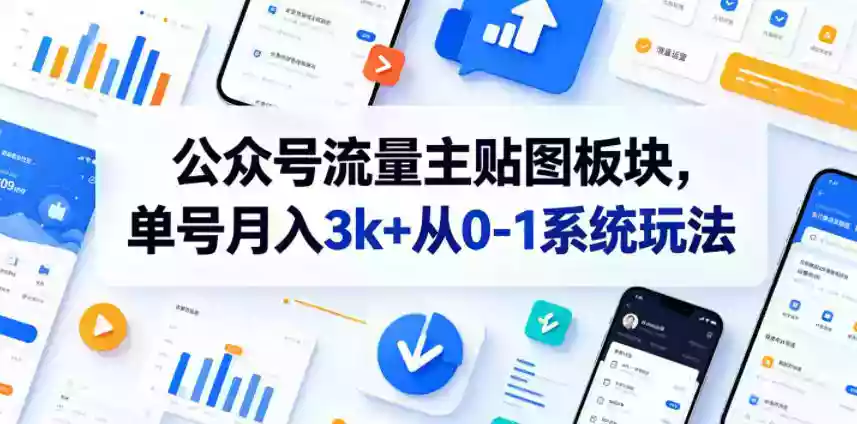 公众号流量主贴图板块,单号月入3k+从0-1系统玩法