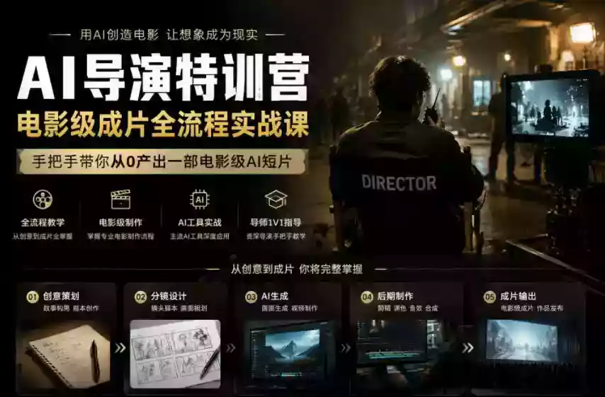 AI导演特训营,电影级成片全流程实战课,手把手带你从0产出一部电影级AI短片