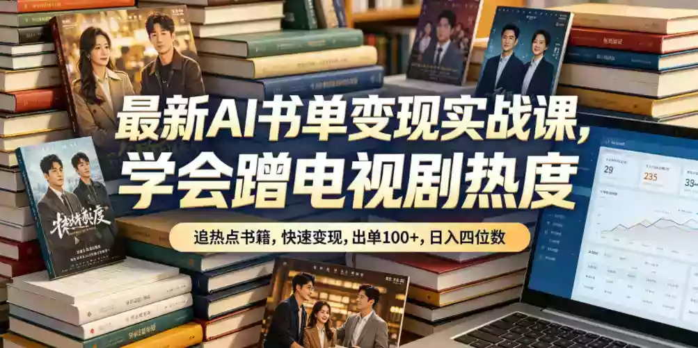 最新AI书单变现实战课,学会蹭电视剧热度,追热点书籍,快速变现,出单100+,日入四位数