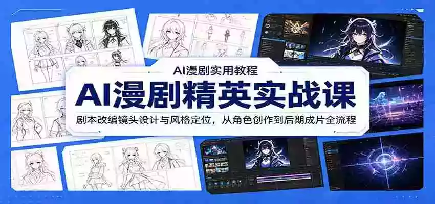 AI漫剧精英实战课:剧本改编镜头设计与风格定位,从角色创作到后期成片全流程 AI漫剧精英实战课:剧本改编镜头设计与风格定位,从角色创作到后期成片全流程