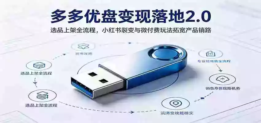 多多优盘变现落地2.0:选品上架全流程,小红书裂变与微付费玩法拓宽产品销路
