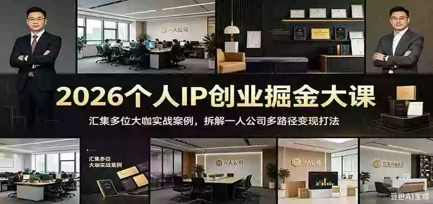 2026个人IP创业掘金大课:汇集多位大咖实战案例,拆解一人公司多路径变现打法