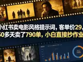 小红书卖电影风格提示词,客单价29,50多天卖了790单,小白直接抄作业!