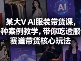某大V AI服装带货课,各种案例教学,带你吃透服饰赛道带货核心玩法