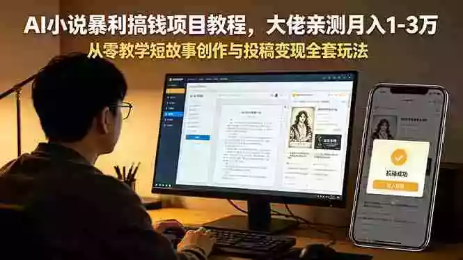 AI小说暴利搞钱项目教程，大佬亲测月入1-3万，从零教学短故事创作与投稿变现全套玩法