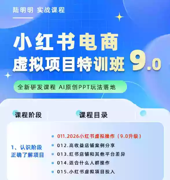 小红书虚拟项目特训班9.0,AI原创PPT技术全跑通,单品单店月纯利润几个W
