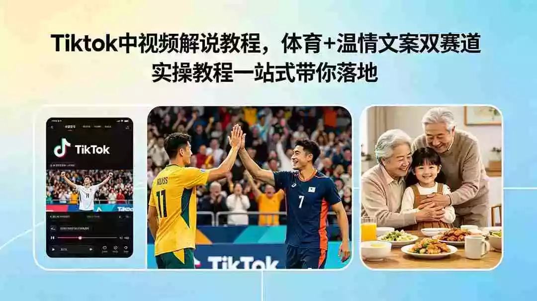 Tiktok中视频解说教程,体育+温情文案双赛道实操教程一站式带你落地 Tiktok中视频解说教程,体育+温情文案双赛道实操教程一站式带你落地