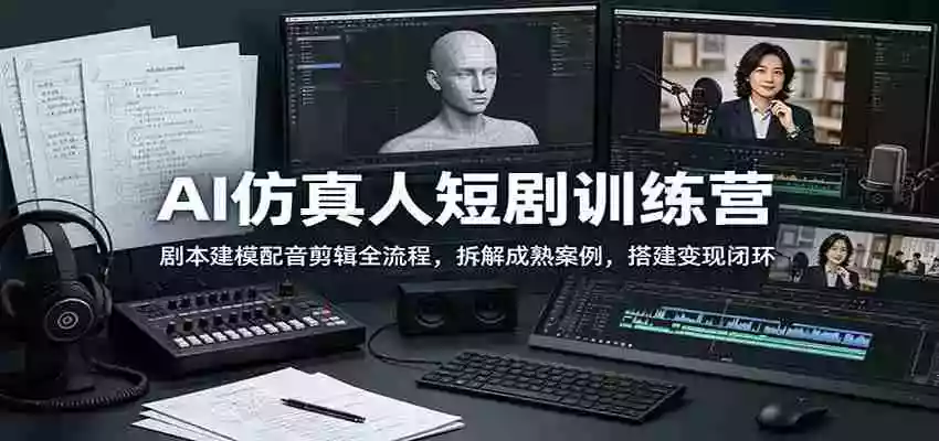 AI仿真人短剧训练营:剧本建模配音剪辑全流程,拆解成熟案例,搭建变现闭环 AI仿真人短剧训练营:剧本建模配音剪辑全流程,拆解成熟案例,搭建变现闭环