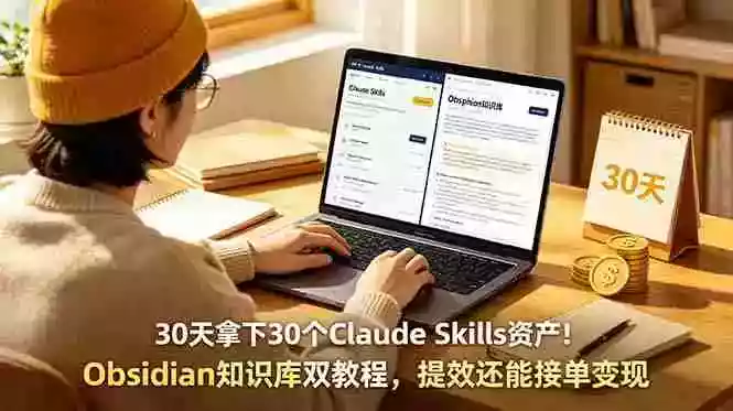 30天拿下30个Claude Skills资产!Obsidian知识库双教程,提效还能接单变现 30天拿下30个Claude Skills资产!Obsidian知识库双教程,提效还能接单变现
