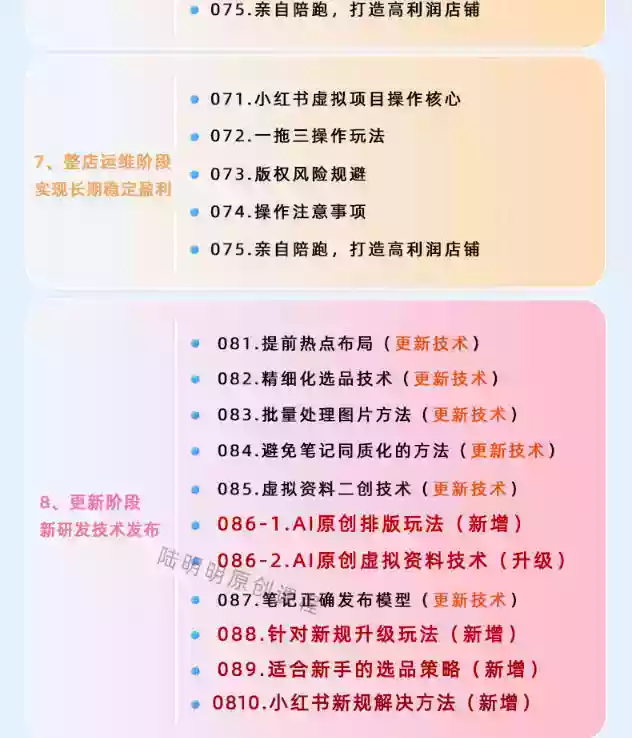 小红书虚拟项目特训班9.0,AI原创PPT技术全跑通,单品单店月纯利润几个W