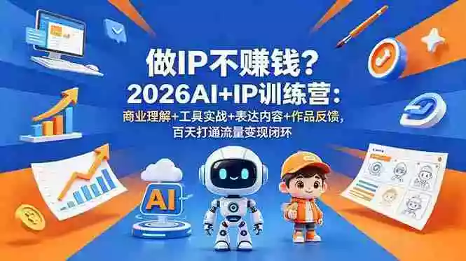 做IP不赚钱?2026AI+IP训练营:商业理解+工具实战+表达内容+作品反馈,百天打通流量变现闭环 做IP不赚钱?2026AI+IP训练营:商业理解+工具实战+表达内容+作品反馈,百天打通流量变现闭环