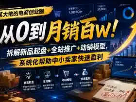 某大佬的电商创业圈从0到月销百W!拆解新品起盘+全站推广+动销模型,系统化帮助中小卖家快速盈利