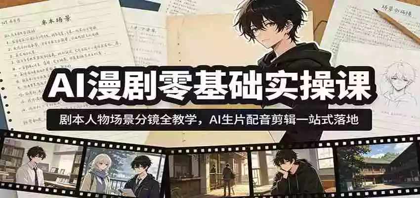 AI漫剧零基础实操课:剧本人物场景分镜全教学,AI生片配音剪辑一站式落地 AI漫剧零基础实操课:剧本人物场景分镜全教学,AI生片配音剪辑一站式落地