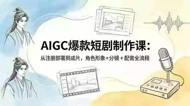 AIGC爆款短剧制作课:从注册部署到成片,角色形象+分镜+配音全流程