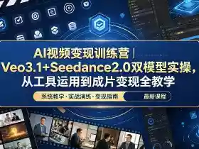 AI视频变现训练营|Veo3.1+Seedance2.0双模型实操,从工具运用到成片变现全教学