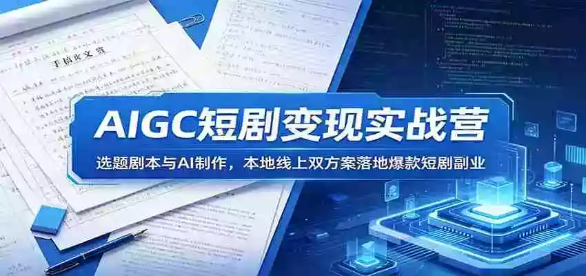 AIGC短剧变现实战营:选题剧本与AI制作,本地线上双方案落地爆款短剧副业