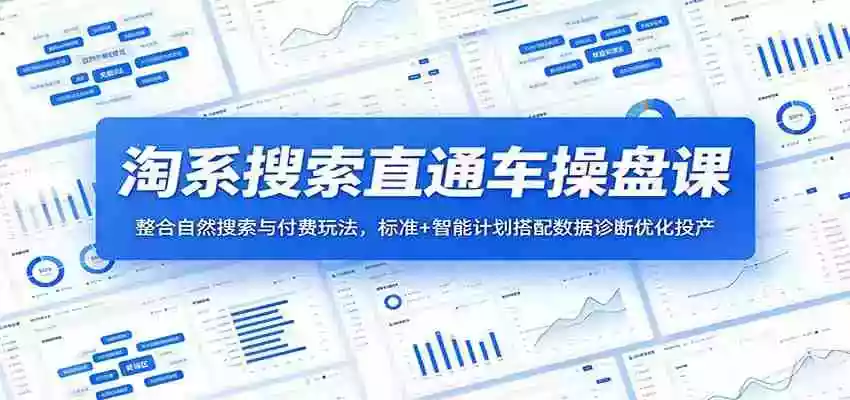 淘系搜索直通车操盘课:整合自然搜索与付费玩法,标准+智能计划搭配数据诊断优化投产