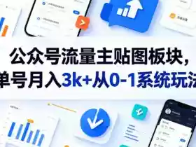 公众号流量主贴图板块,单号月入3k+从0-1系统玩法