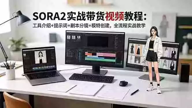 SORA2实战带货视频教程：工具介绍+提示词+剧本分镜+模特创建，全流程实战教学
