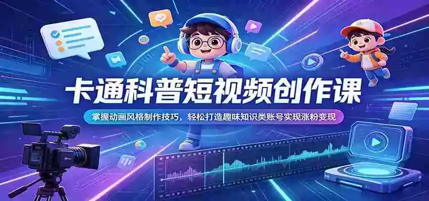 卡通科普短视频创作课:掌握动画风格制作技巧,轻松打造趣味知识类账号实现涨粉变现 卡通科普短视频创作课:掌握动画风格制作技巧,轻松打造趣味知识类账号实现涨粉变现