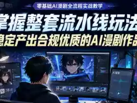 零基础AI漫剧全流程实战教学,掌握整套流水线玩法,稳定产出合规优质的AI漫剧作品