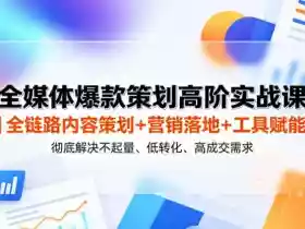 全媒体爆款策划高阶实战课|全链路内容策划+营销落地+工具赋能,彻底解决不起量、低转化、低成交难题