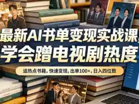 最新AI书单变现实战课,学会蹭电视剧热度,追热点书籍,快速变现,出单100+,日入四位数