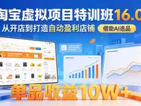 淘宝虚拟项目特训班16.0,从开店到打造自动盈利店铺,借助AI选品,单品收益10W+(完结)