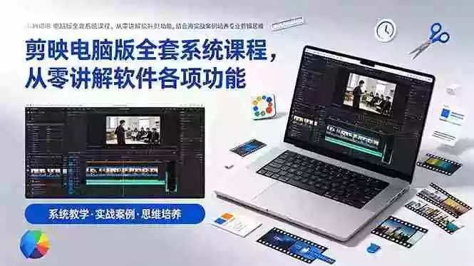 剪映电脑版全套系统课程，从零讲解软件各项功能，结合海量实战案例培养专业剪辑思维