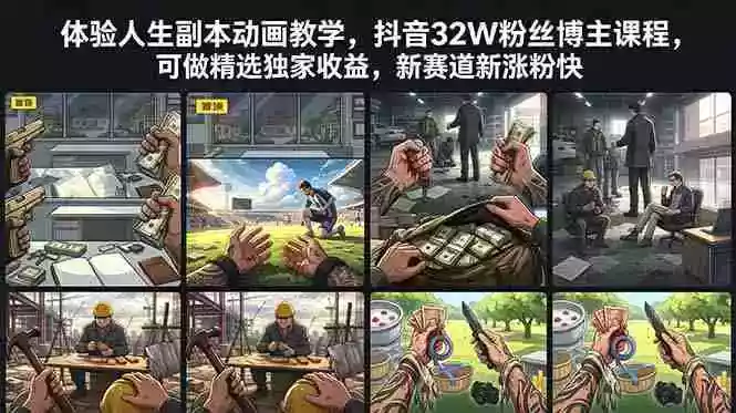 体验人生副本动画教学， 抖音32W粉丝博主课程，可做精选独家收益，新赛道新涨粉快