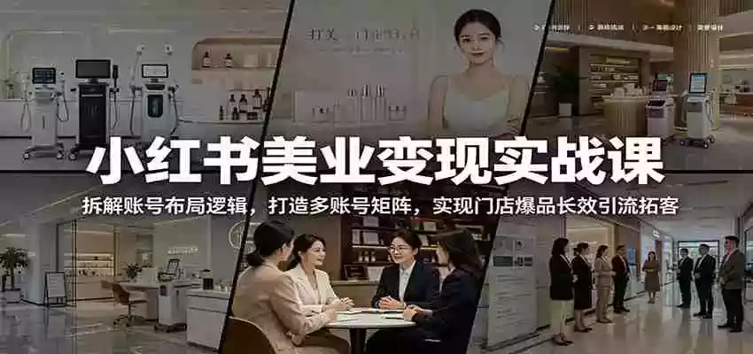小红书美业变现实战课:拆解账号布局逻辑,打造多账号矩阵,实现门店爆品长效引流拓客