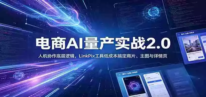 电商人AI量产实战2.0:人机协作底层逻辑,LinkPix工具低成本搞定商片、主图与详情页