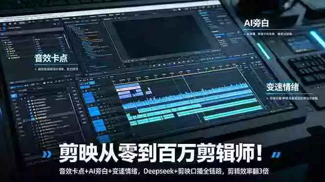 剪映从零到百万剪辑师!音效卡点+AI旁白+变速情绪,Deepseek+剪映口播全链路,剪辑效率翻3倍 剪映从零到百万剪辑师!音效卡点+AI旁白+变速情绪,Deepseek+剪映口播全链路,剪辑效率翻3倍