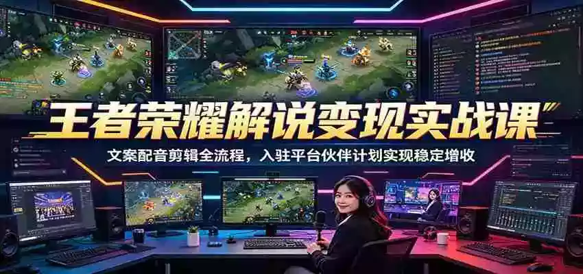 王者荣耀解说变现实战课:文案配音剪辑全流程,入驻平台伙伴计划实现稳定增收