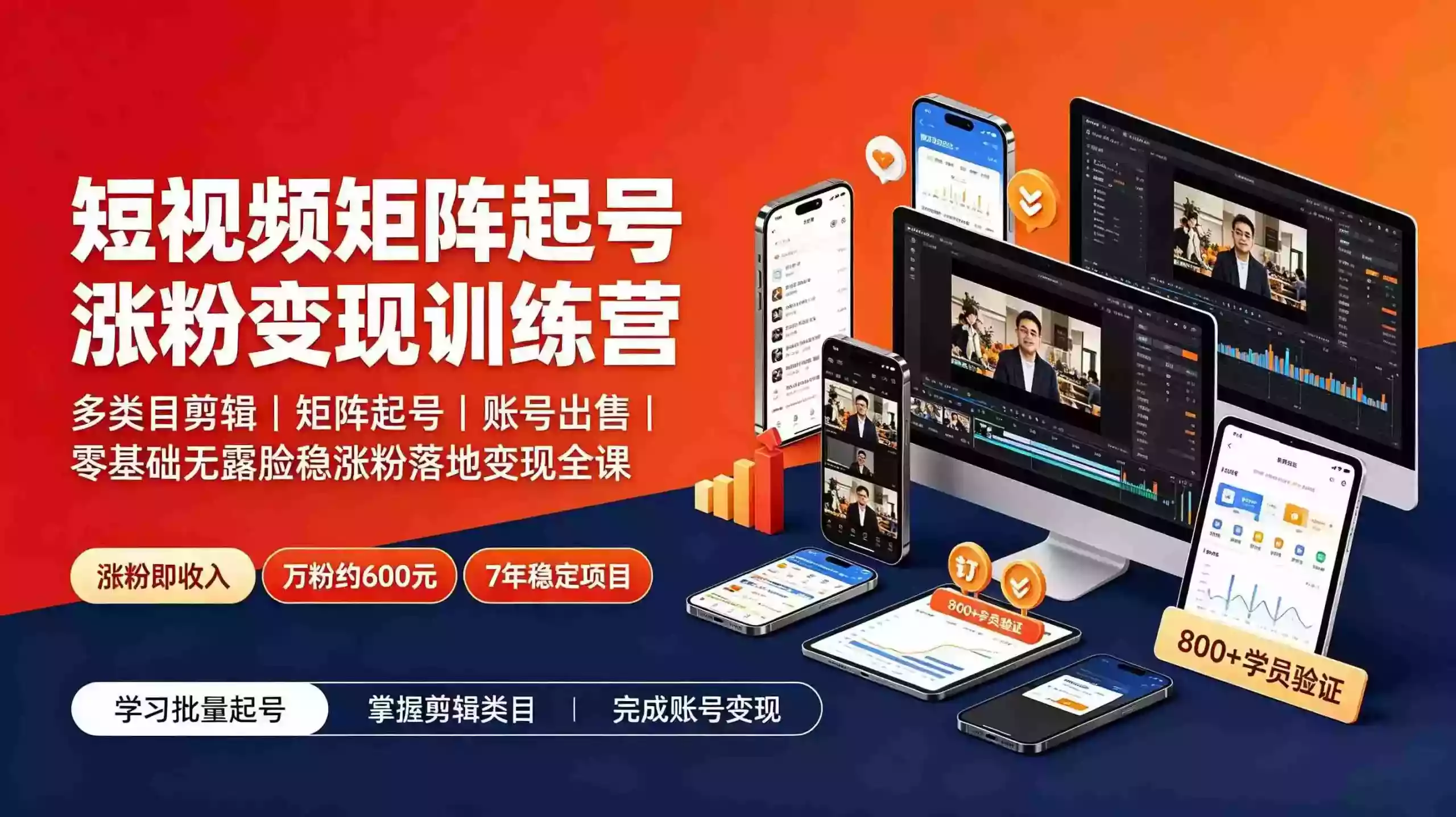 短视频矩阵起号涨粉变现训练营|多类目剪辑矩阵起号账号出售,0基础无露脸稳涨粉落地变现全课-更新 短视频矩阵起号涨粉变现训练营|多类目剪辑矩阵起号账号出售,0基础无露脸稳涨粉落地变现全课-更新