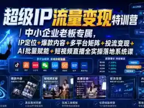 超级IP流量变现特训营|中小企业老板专属,IP定位+爆款内容+多平台矩阵+投流变现+AI批量赋能+短视频直播全实操落地系统课