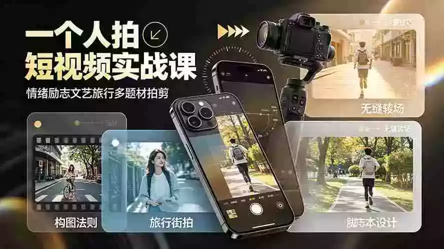 一个人拍短视频实战课:情绪励志文艺旅行多题材五大景别黄金构图八大运镜,从拍摄到成片高效创作 一个人拍短视频实战课:情绪励志文艺旅行多题材五大景别黄金构图八大运镜,从拍摄到成片高效创作